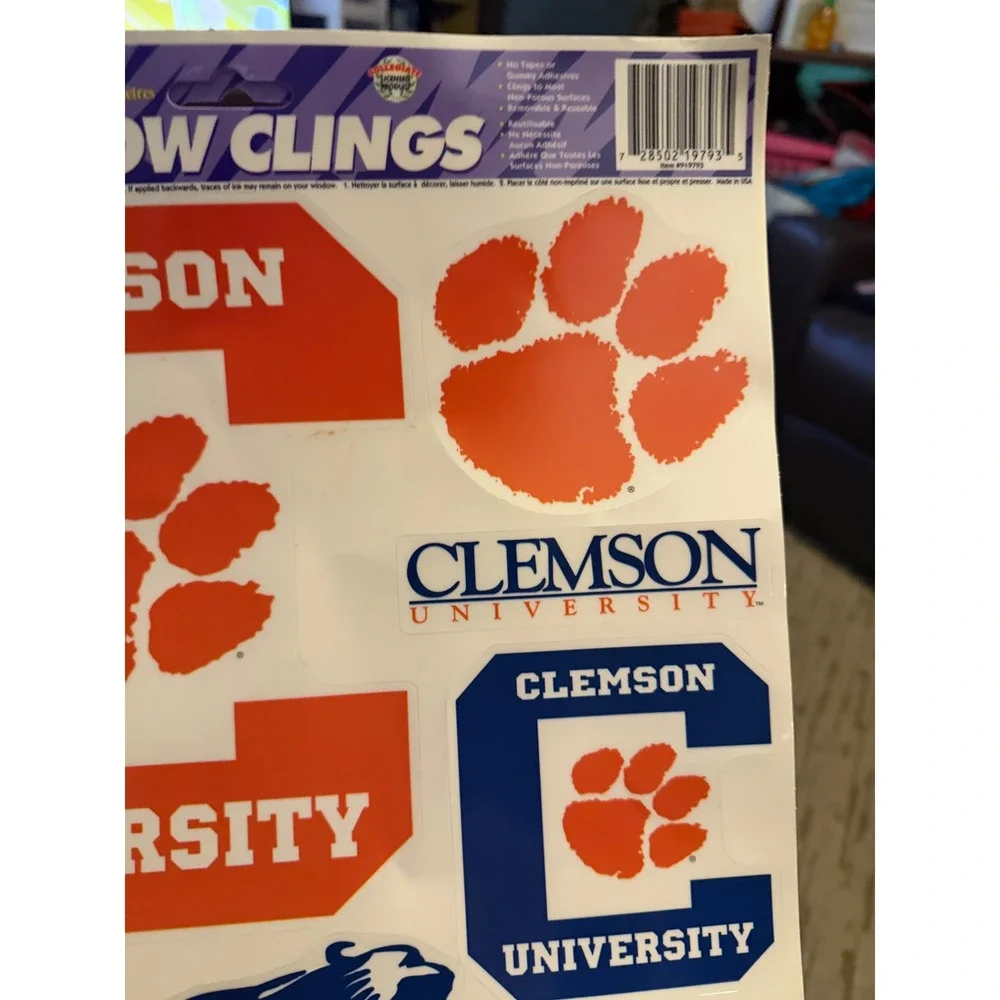 VTG Clemson Tigers Window CAR Clings 2 Pack Champion Series Static Decals NCAA
